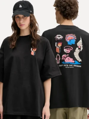 Kaotiko t-shirt bawełniany kolor czarny z nadrukiem AQ092-01-G002