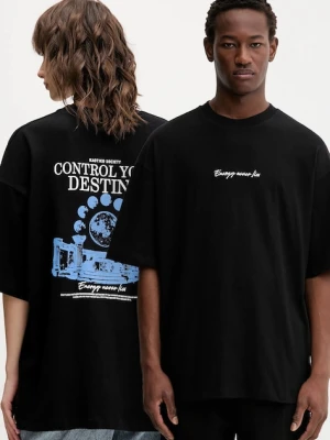 Kaotiko t-shirt bawełniany kolor czarny z nadrukiem AR092-01-G002