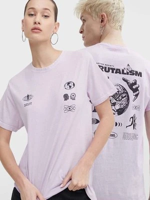 Kaotiko t-shirt bawełniany kolor fioletowy z nadrukiem