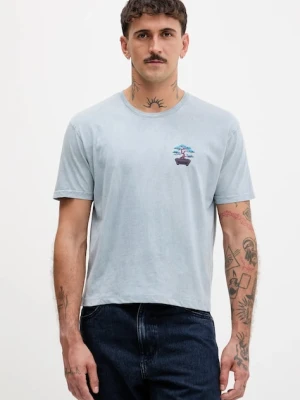 Kaotiko t-shirt bawełniany kolor niebieski z nadrukiem AR011-01-M002