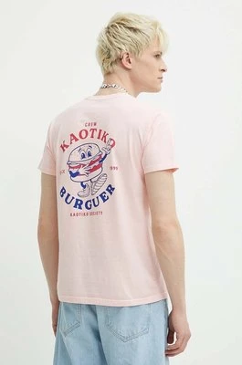 Kaotiko t-shirt bawełniany kolor różowy z nadrukiem AL139-03-G002