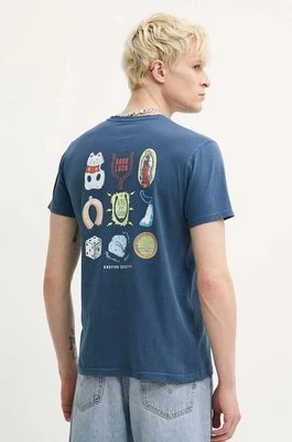 Kaotiko t-shirt bawełniany kolor turkusowy z nadrukiem AM010-01-G002