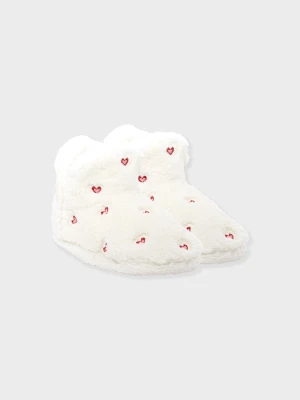 Kapcie botki z sztucznego futra z motywami serc Etam