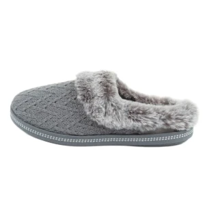 Kapcie damskie ocieplane Skechers 167225/GR szare