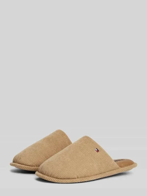 Kapcie z detal z logo Tommy Hilfiger Camel