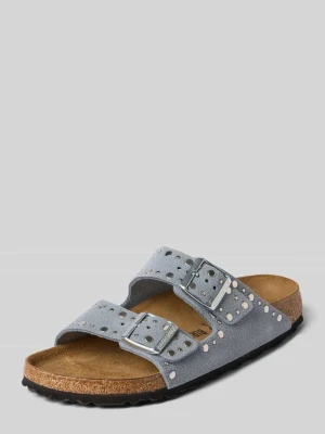 Kapcie z naturalnej skóry model 'Arizona' Birkenstock Jasnoszary