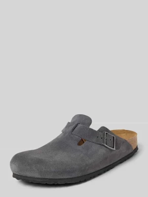 Kapcie z naturalnej skóry model 'Boston' Birkenstock Ciemnoszary