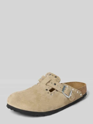 Kapcie z naturalnej skóry welurowej model 'Boston Rivet' Birkenstock