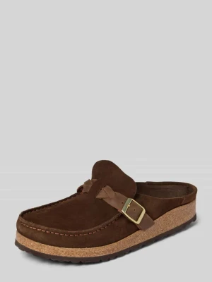 Kapcie z naturalnej skóry welurowej model 'Buckley' Birkenstock Ciemnobrązowy