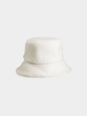 Kapelusz bucket hat pluszowy damski - kremowy 4F