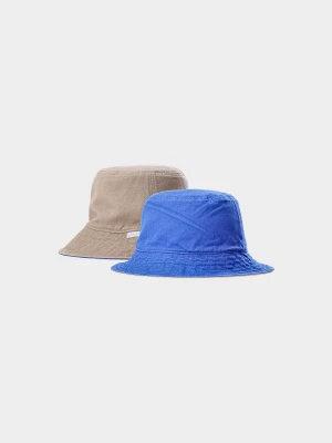 Kapelusz dwustronny bucket hat męski - beżowy/niebieski 4F