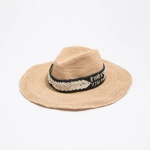 Kapelusz rafia haftowana wstążka BIMBA Y LOLA