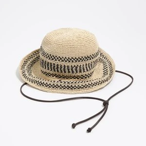 Kapelusz rafia papierowa ikat kolor naturalny i czarny BIMBA Y LOLA