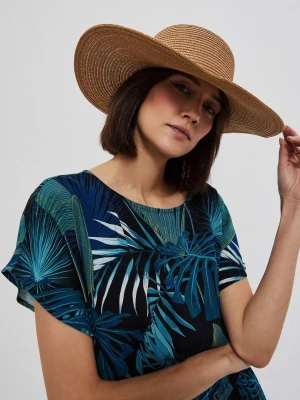 Kapelusz słomkowy z szerokim rondem beżowy Moodo