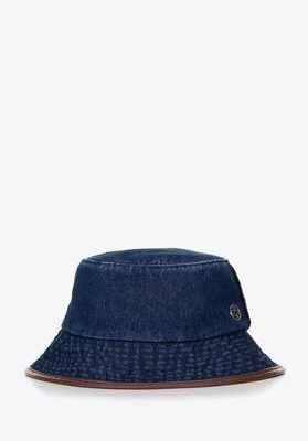 Kapelusz typu bucket z domieszką bawełny unisex granatowo - brązowy Wittchen