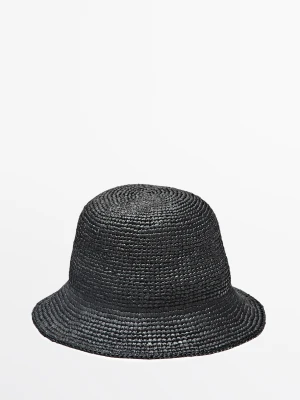 Kapelusz Typu Bucket Z Rafii - Czarny - Massimo Dutti - Female