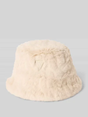 Kapelusz typu bucket ze sztucznego futra Guess Złamany biały