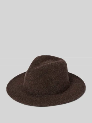 Kapelusz z mieszanki wełny z detalem z logo Model 'Fedora' Loevenich Ciemnobrązowy
