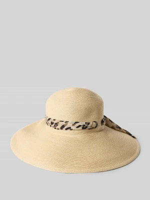 Kapelusz z tasiemką ozdobną z nadrukiem skóry leoparda Loevenich