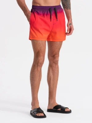 Kąpielówki męskie efekt ombre - pomarańczowe V17 - Rozmiar: S Ombre Clothing