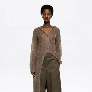 Kardigan długi maxi kaptur taupe BIMBA Y LOLA