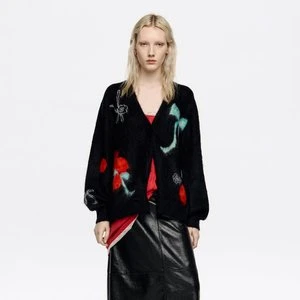 Kardigan długi wielobarwne kokardy czarny BIMBA Y LOLA