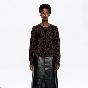 Kardigan dopasowany sztuczne futerko Leopard Big ciemnobrązowa BIMBA Y LOLA
