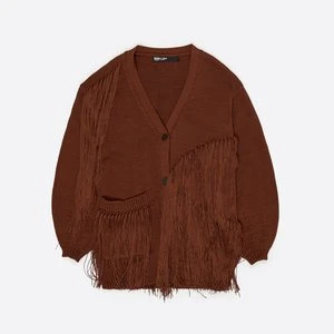 Kardigan dzianina frędzle toffi BIMBA Y LOLA