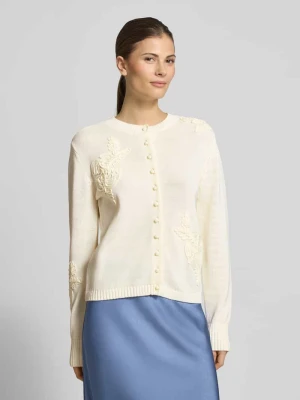 Kardigan dzianinowy z aplikacjami kwiatowymi Jake*s Collection