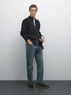 Kardigan Na Suwak Ze 100% Bawełny - Granatowy - - Massimo Dutti - Mężczyzna