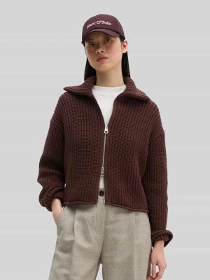 Kardigan o kroju loose fit z mieszanki bawełny Marc O'Polo Ciemnoczerwony