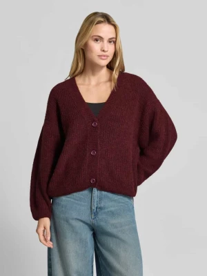 Kardigan o kroju oversized z domieszką wełny z alpaki model 'East' American Vintage Bordowy