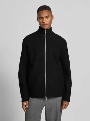 Kardigan o kroju regular fit z czystej wełny bouclé model ‘NEALY’ Selected Czarny