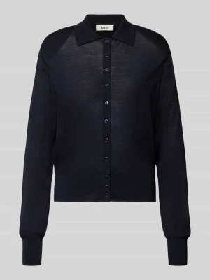 kardigan o kroju regular fit z czystej wełny model 'BOSTON' Ba&sh Granatowy