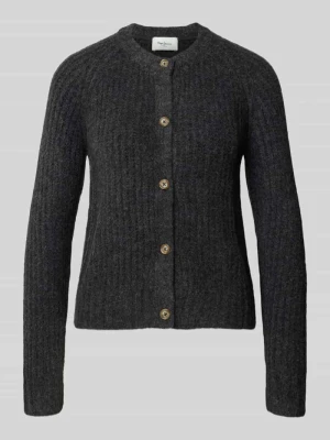 kardigan o kroju regular fit z dodatkiem wełny model 'ASHLEY CARDIGAN' Pepe Jeans Ciemnoszary