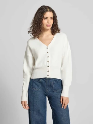 kardigan o kroju regular fit z dodatkiem wiskozy model 'Compact' Topshop Złamany biały