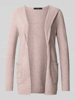 kardigan o kroju regular fit z kapturem model 'DOFFY' Vero Moda Brudnoróżowy melanż