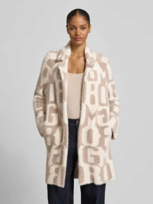 Kardigan o kroju relaxed fit z nadrukiem z napisem na całej powierzchni monari