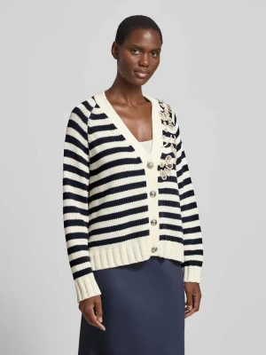 Kardigan o kroju relaxed fit z obszyciem ozdobnymi kamieniami Liu Jo White