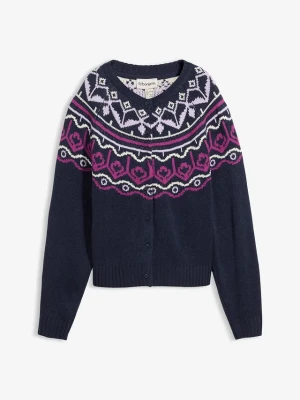 Kardigan oversize z norweskim wzorem BonPrix niebieski