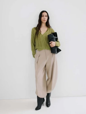 Kardigan pleciony ścieg zielony - Kobieta - - MANGO