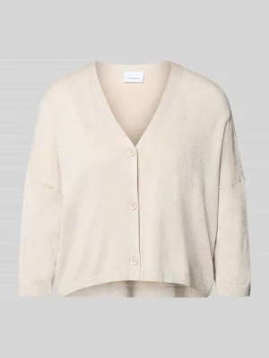 Kardigan rozpinany o efekcie błyszczącym z rękawem o dł. 3/4 comma