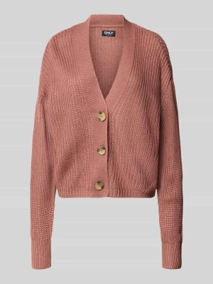 Kardigan rozpinany o kroju boxy z dekoltem w serek model 'CAROL' Only