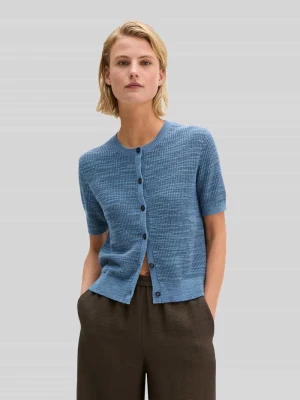 Kardigan rozpinany o kroju loose fit z mieszanki bawełny i lnu Marc O'Polo Jasnoniebieski melanż