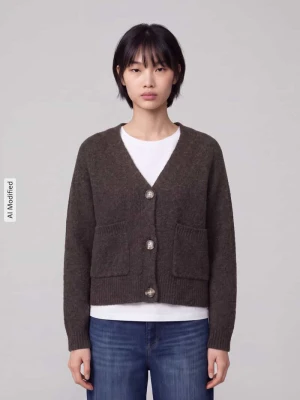 kardigan rozpinany o kroju oversized z dodatkiem wełny model 'BOOM' Vero Moda