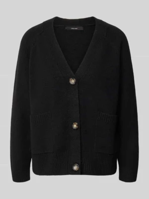 kardigan rozpinany o kroju oversized z dodatkiem wełny model 'BOOM' Vero Moda Czarny