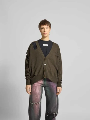 Kardigan rozpinany o kroju oversized z wycięciami MM6 Maison Margiela Khaki