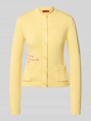 Kardigan rozpinany o kroju regular fit z czystej bawełny MAX&Co. Żółty
