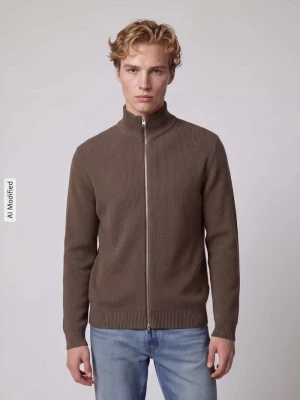 kardigan rozpinany o kroju regular fit z czystej bawełny model 'DANE' Selected