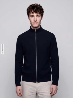 kardigan rozpinany o kroju regular fit z czystej bawełny model 'DANE' Selected Ciemnoniebieski
